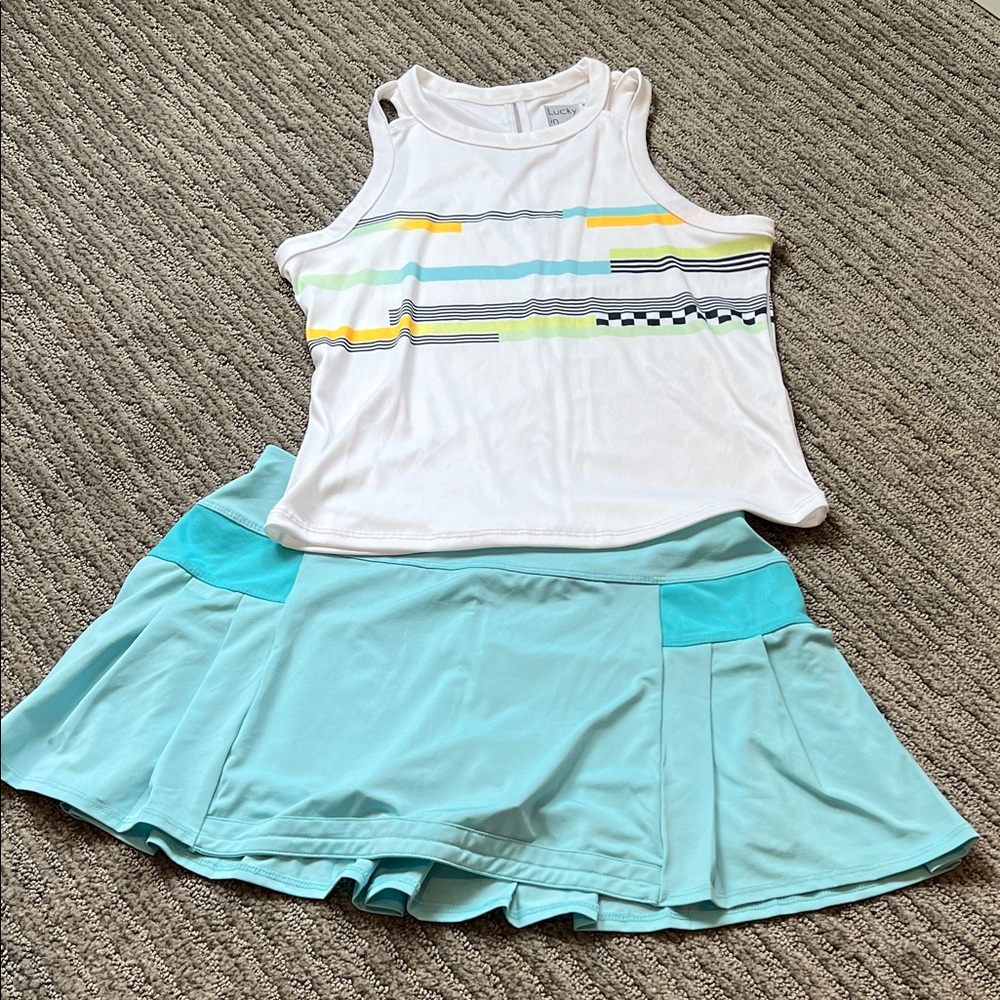 Lucky in Love White and Aqua Tennis Outfit